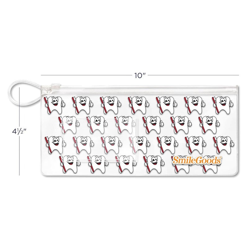 Practicon SmileGoods 4.5" x 10" Zipper Pouch, 72 Pack, Tootie Tooth - Image 3